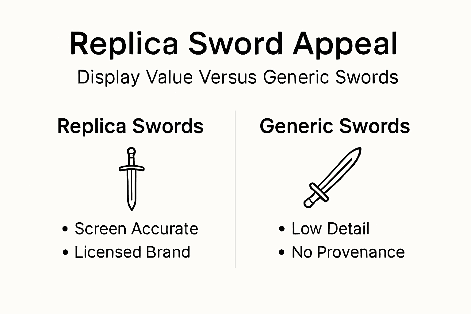 Infographic comparing replica and generic swords