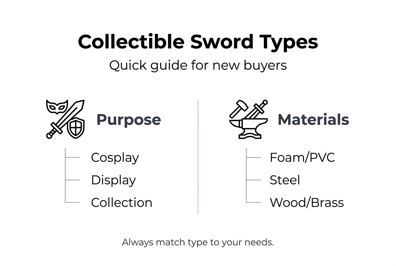 Infographic summarizes sword types and uses