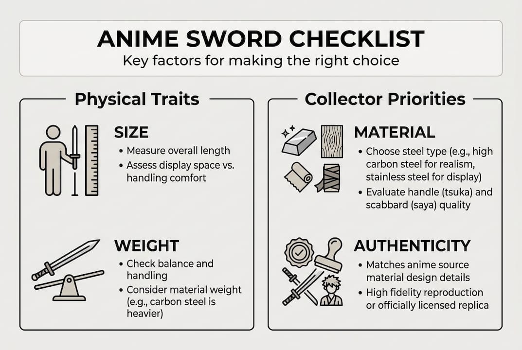 Infographic summarizes anime sword gift checklist