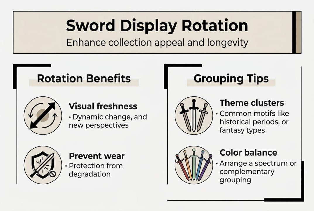 Infographic on sword display rotation and grouping