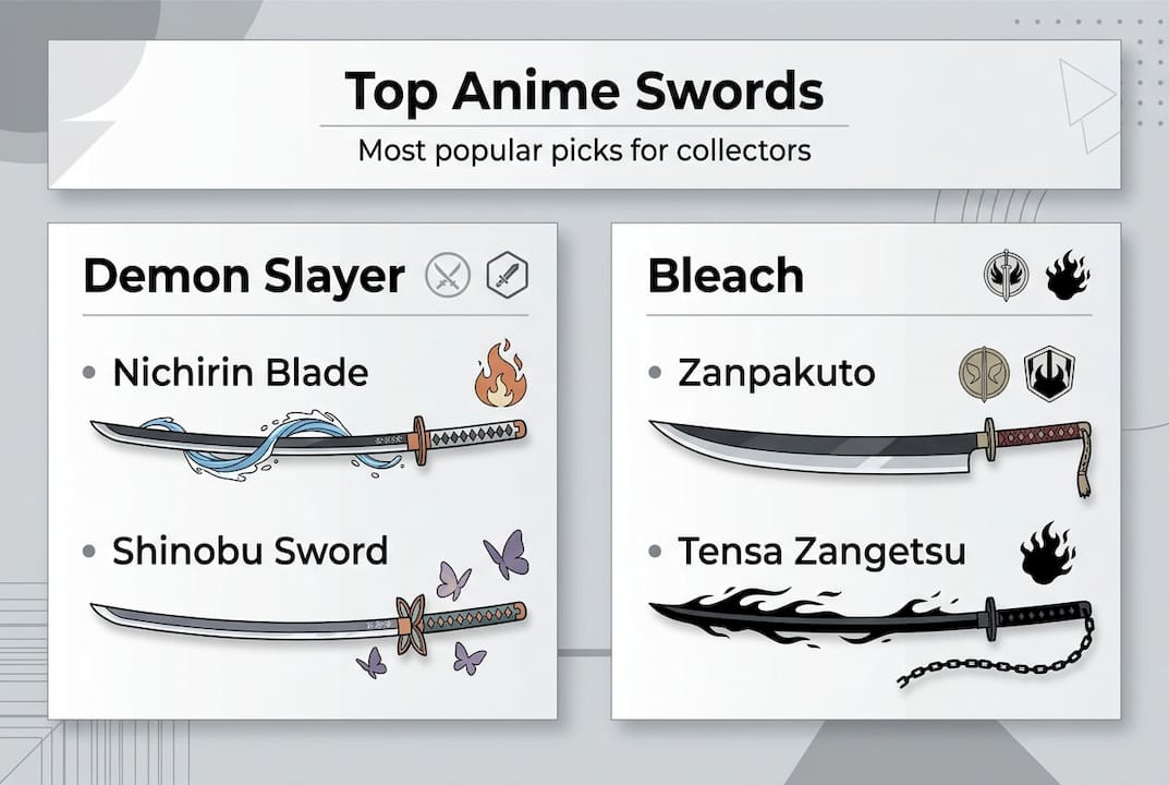 Infographic of popular anime swords