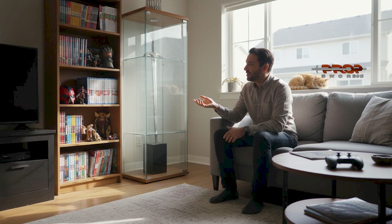 Replica sword as striking living room décor