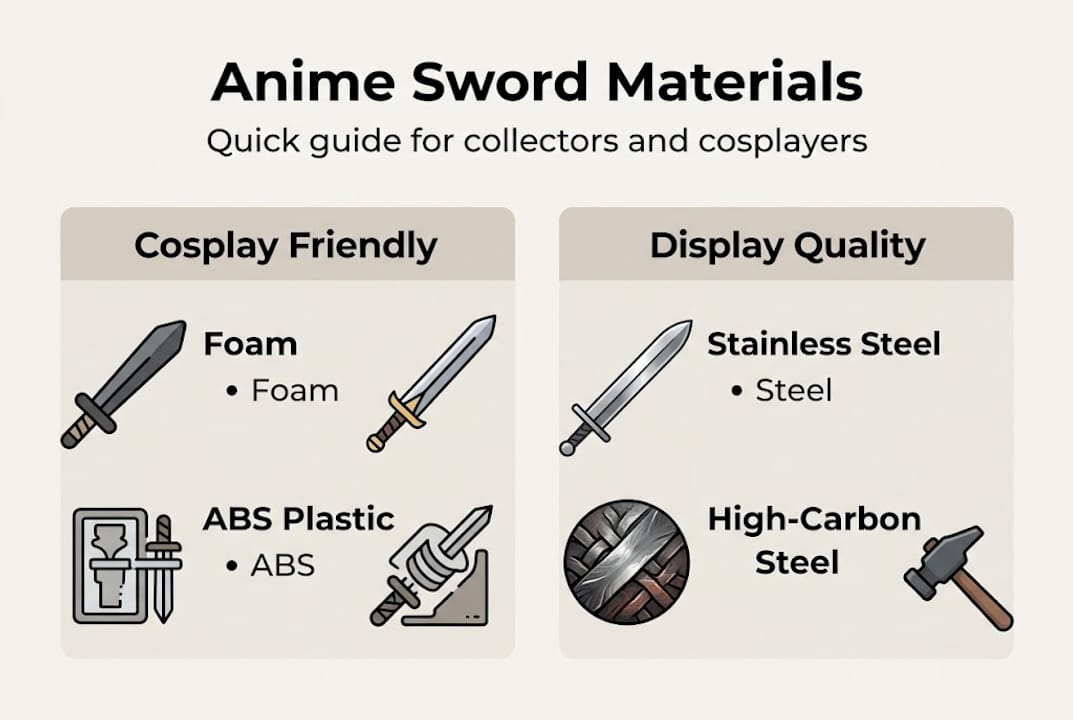 Infographic with anime sword material comparison