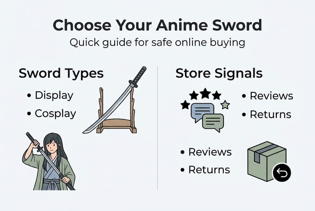 Infographic anime sword selection and store signals