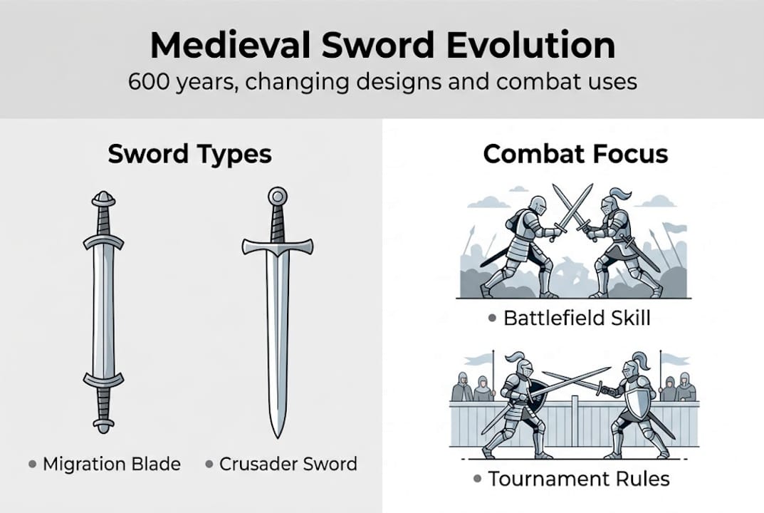 Infographic of sword types and combat uses