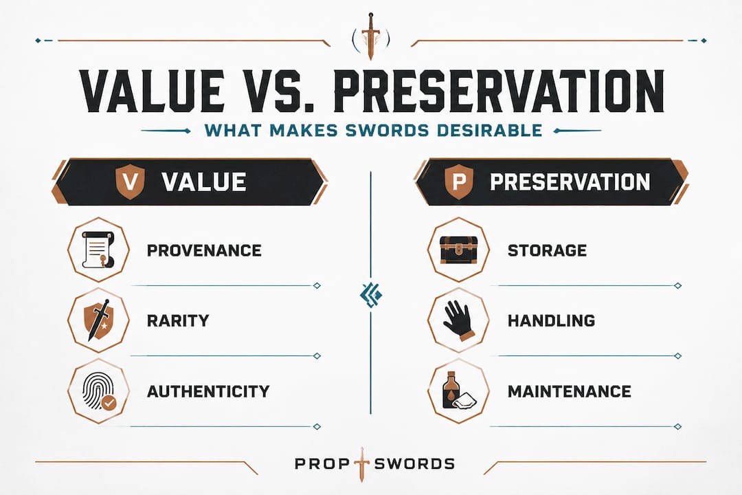 Infographic comparing sword value and preservation factors