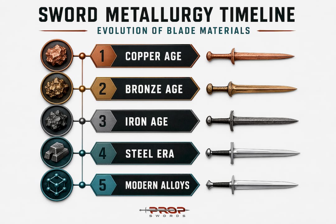 Infographic showing evolution of sword materials