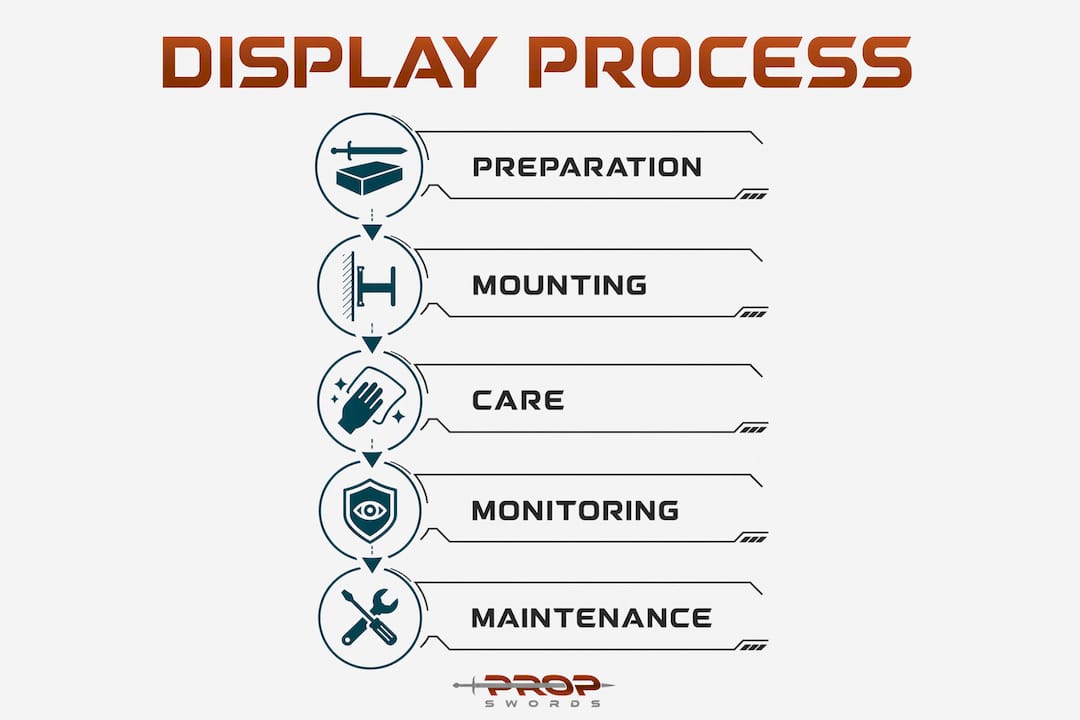 Infographic outlining sword display process steps