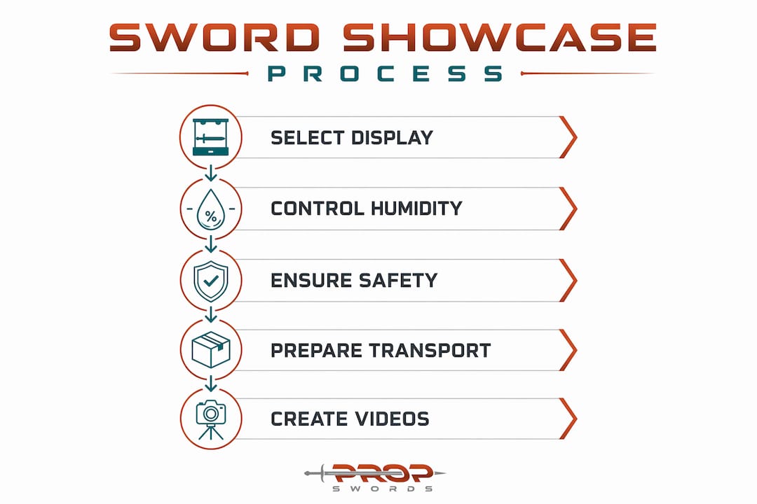 Infographic outlining anime sword showcase steps