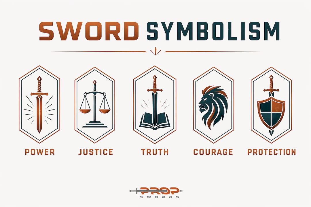 Infographic of sword symbolism themes in ranked hierarchy