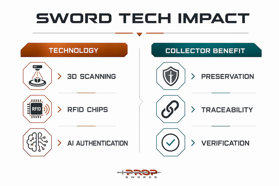 Infographic summarizing sword technology and benefits