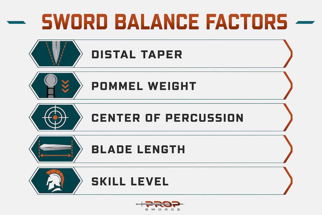 Infographic illustrating key factors affecting sword balance