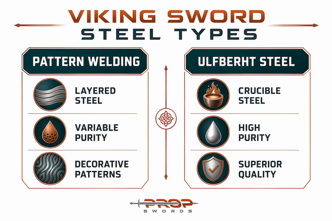 Infographic comparing Viking sword steel types