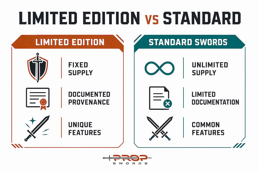 Infographic comparing limited edition and standard swords