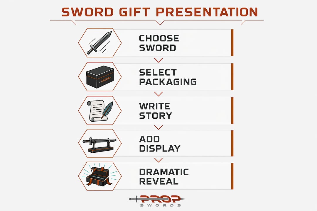 Infographic outlining sword gift presentation steps