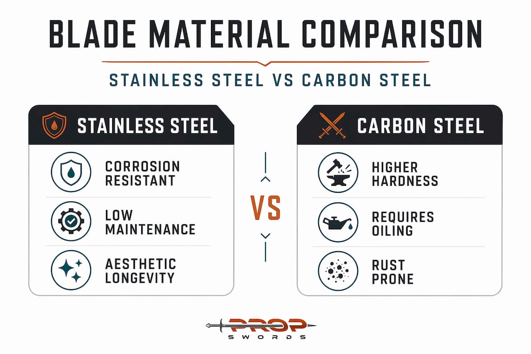 Infographic comparing stainless steel and carbon steel blades