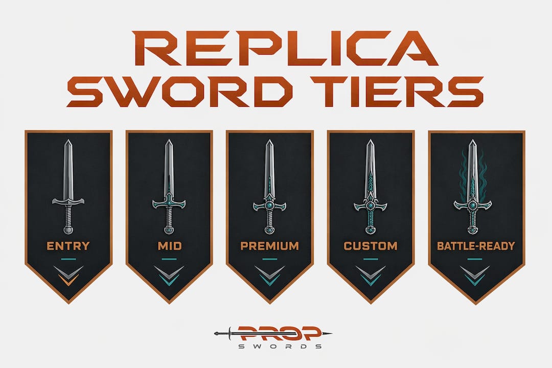Infographic showing ranked replica sword pricing tiers