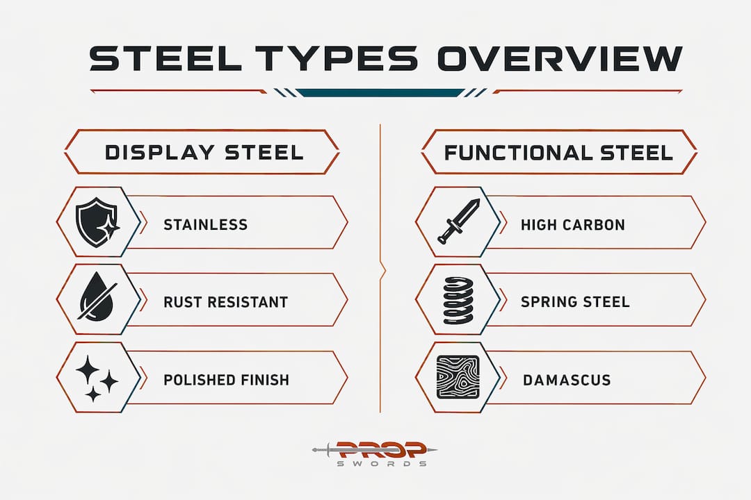 Infographic comparing sword steel types