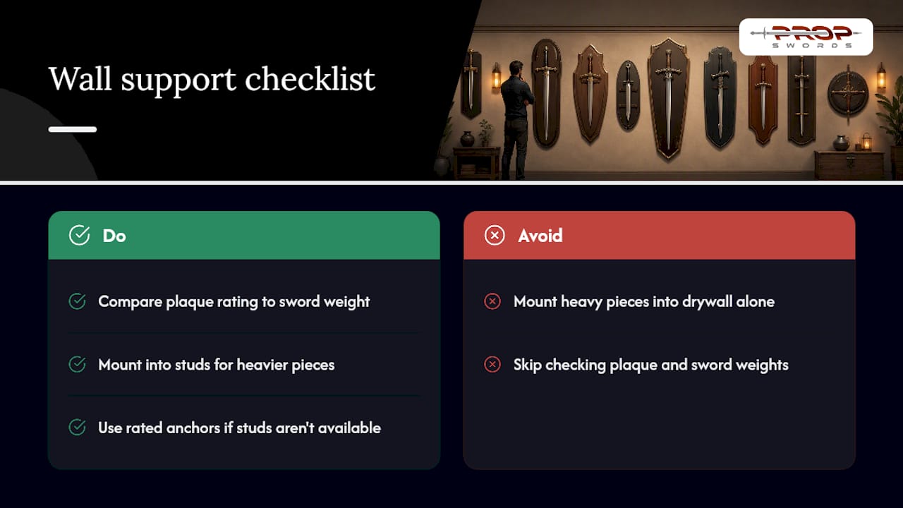 How do I know if my wall can support a heavy sword plaque? — overview diagram