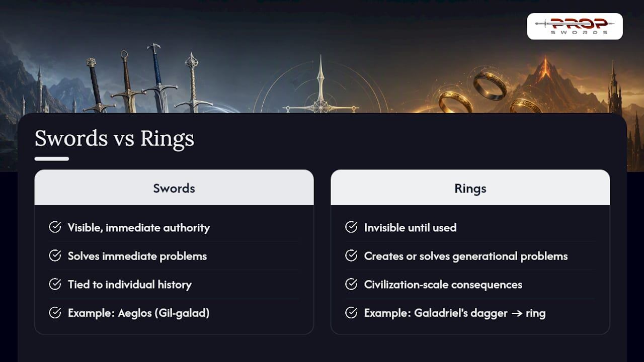Comparison of sword and ring symbolic power
