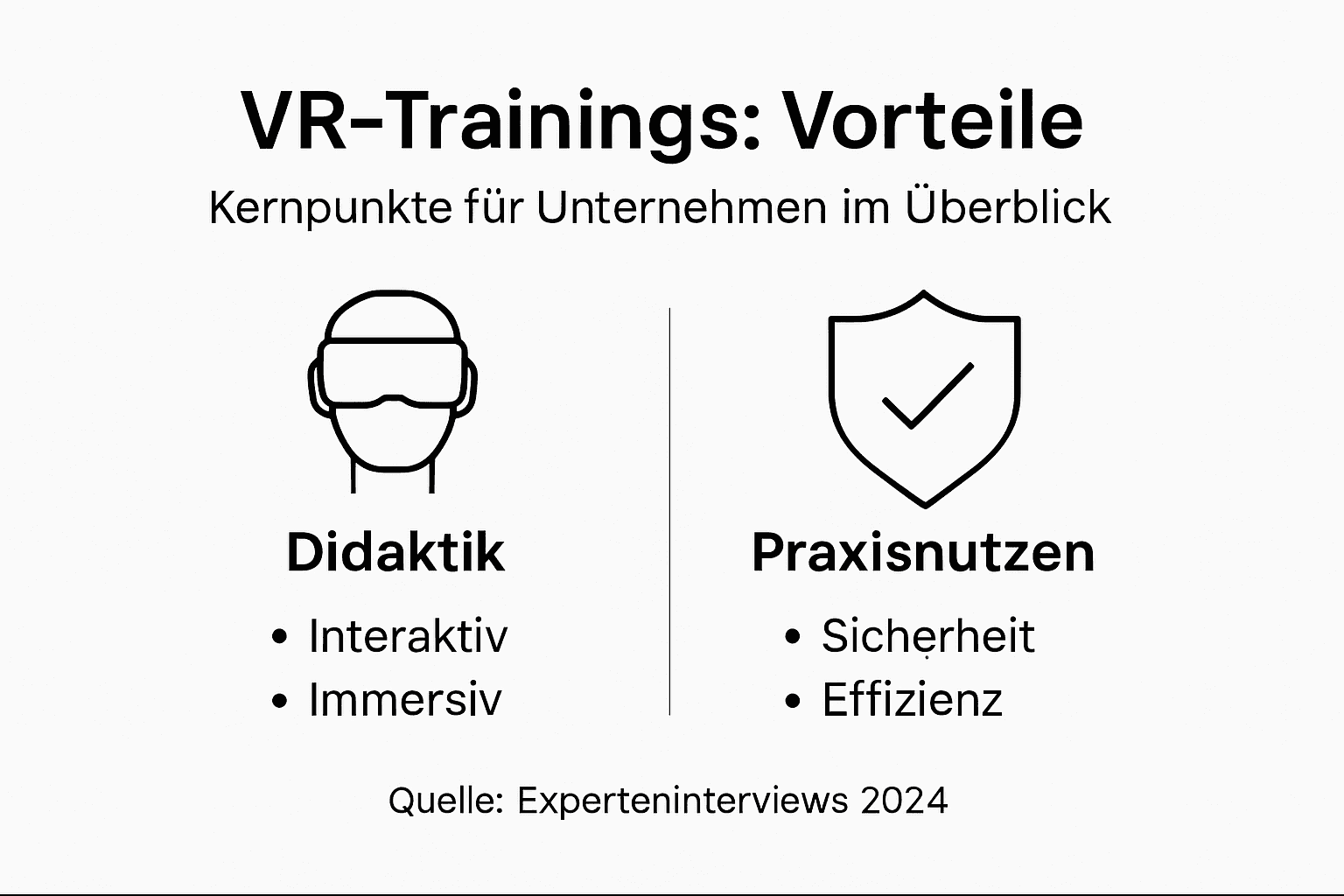 Übersicht: Die wichtigsten Vorteile und Inhalte von VR-Trainings auf einen Blick