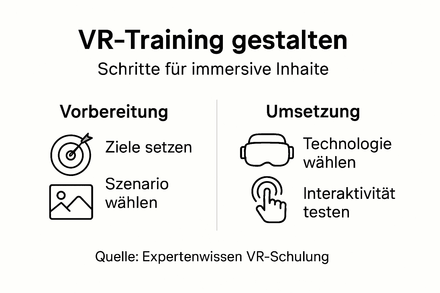 Infografik: Die wichtigsten Schritte bei der Entwicklung von VR-Trainings