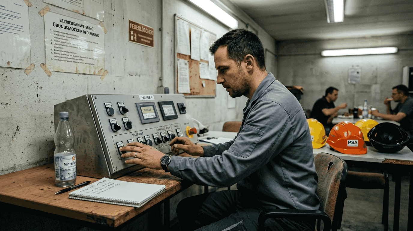 Ein Mitarbeiter übt den Umgang mit den Steuerungen mithilfe eines AR-Trainings.