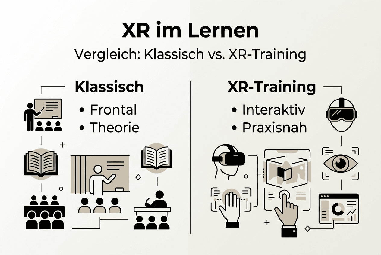 Infografik: Die Vorteile von XR-Lernen im direkten Vergleich