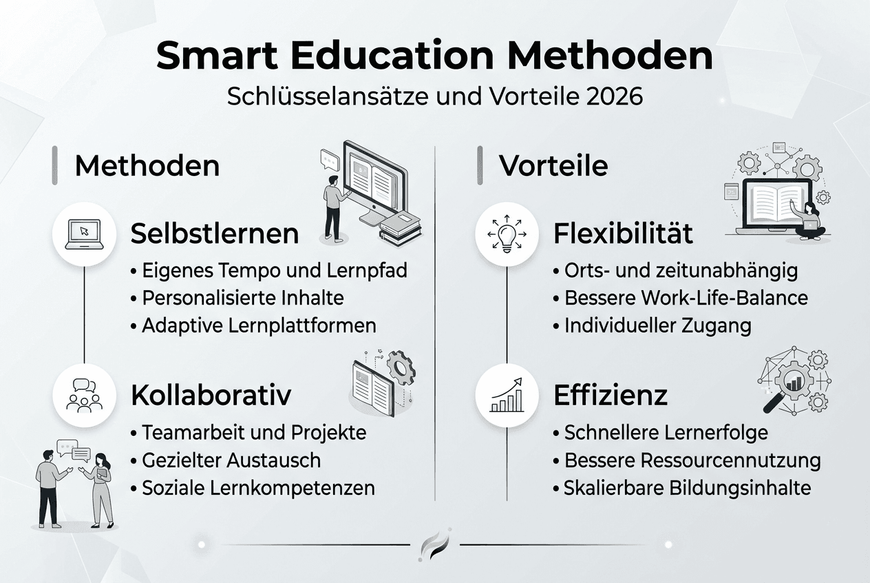 Diese Infografik veranschaulicht anschaulich die Vorteile und Methoden des digitalen Lernens.