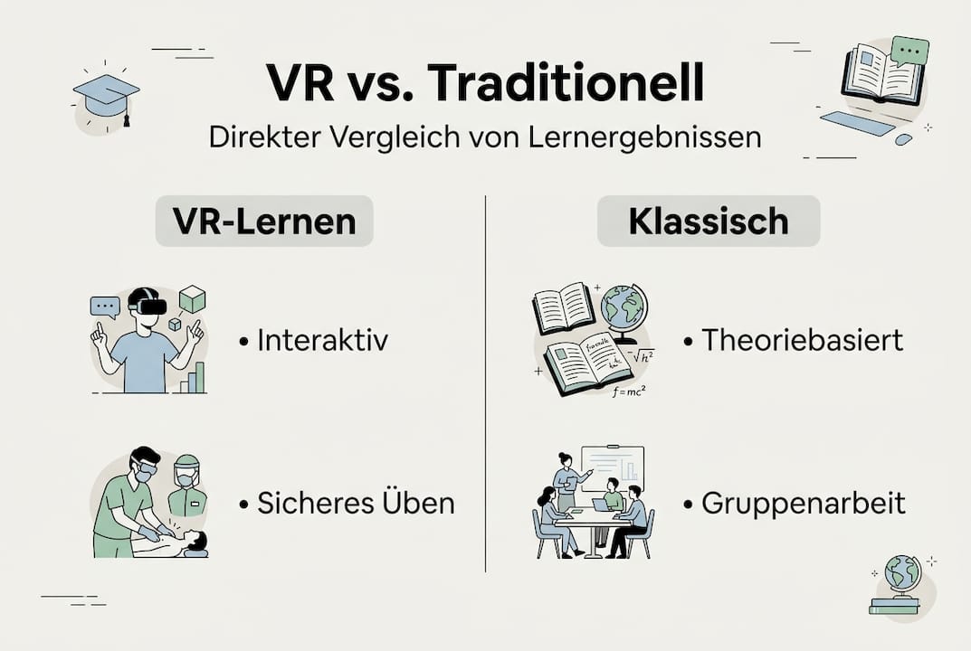 Infografik: Virtuelle Realität vs. klassische Lernumgebungen – ein Vergleich