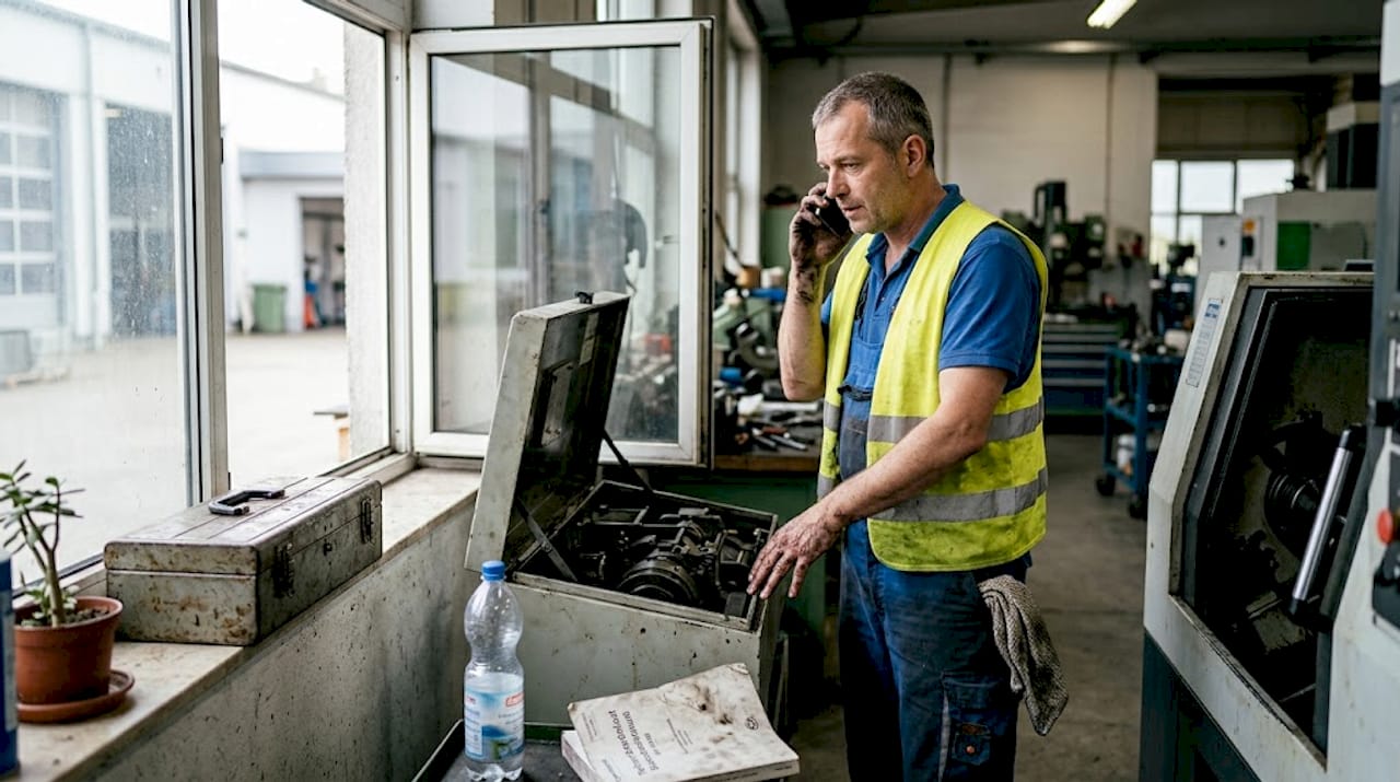 In der Werkstatt greift der Techniker auf Fernsupport zurück.