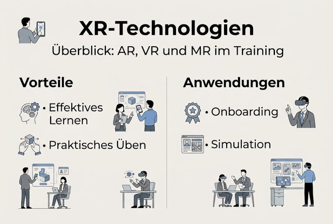 Übersichtsgrafik: XR-Technologien im Überblick – Chancen, Nutzen und Einsatzbereiche