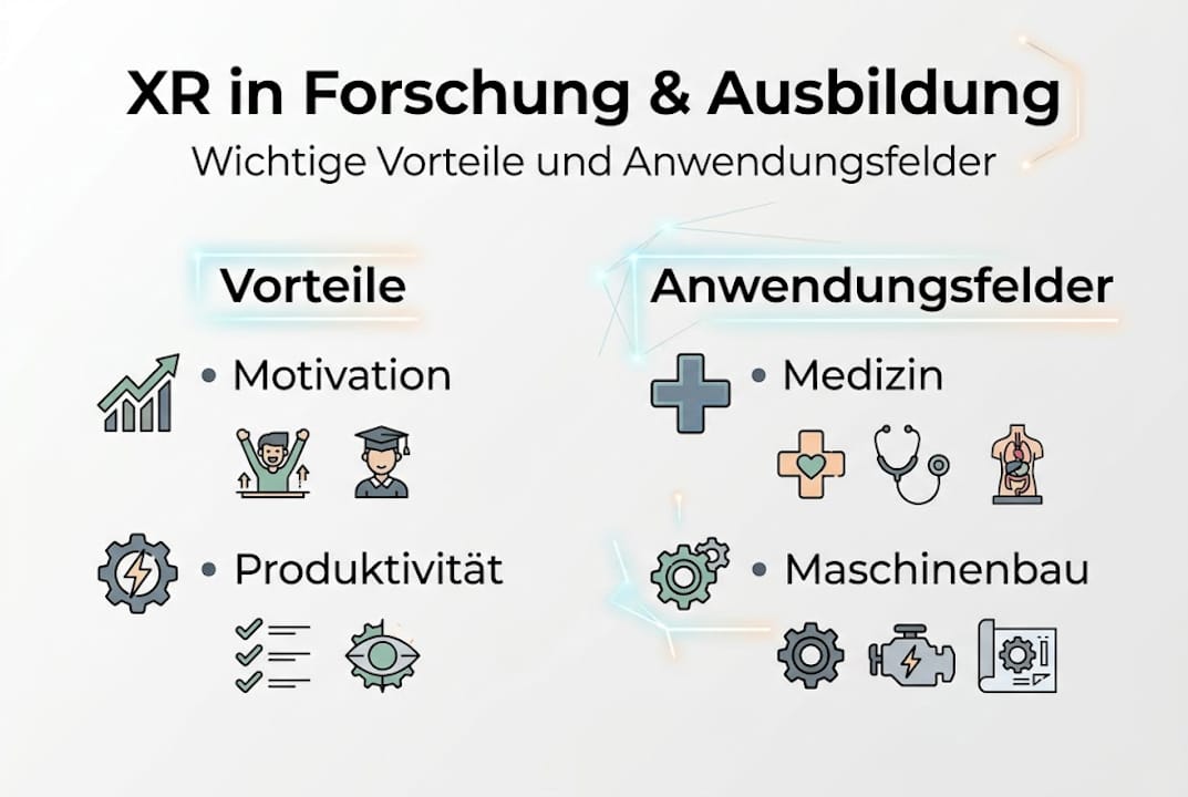 Grafik: Die wichtigsten Vorteile und Einsatzmöglichkeiten von XR im Überblick