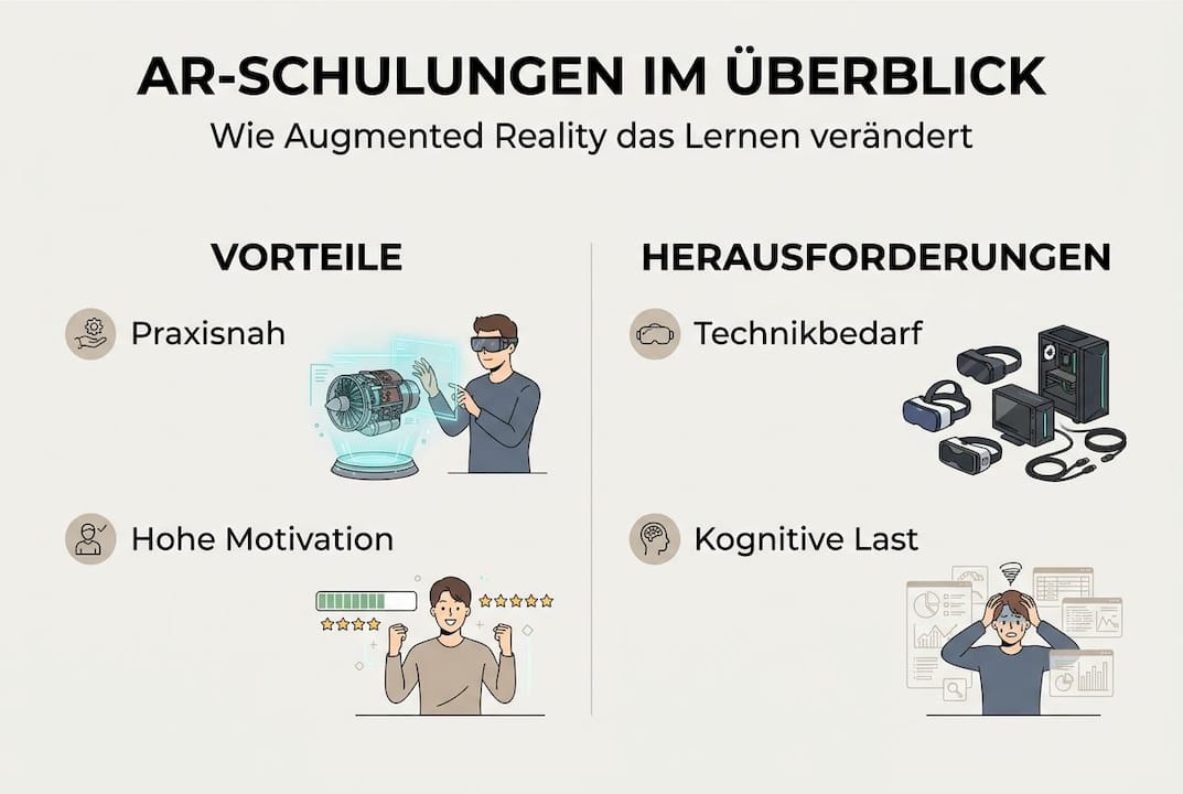 Infografik: Chancen und Herausforderungen von AR-gestütztem Lernen