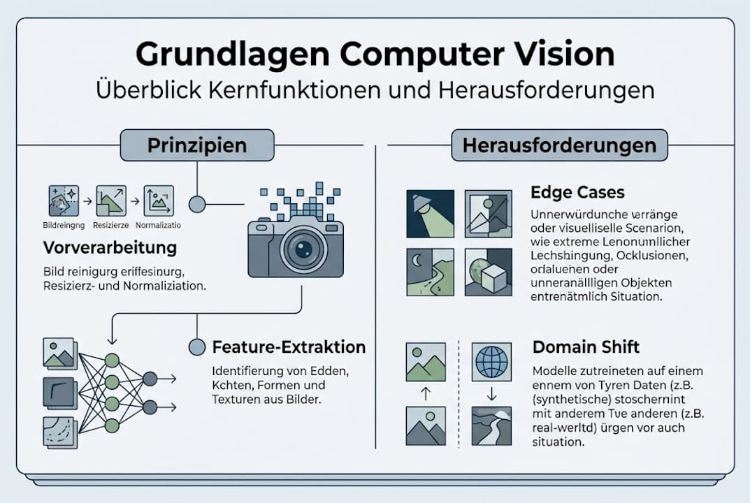 Infografik: Grundlagen und aktuelle Herausforderungen der Computer Vision