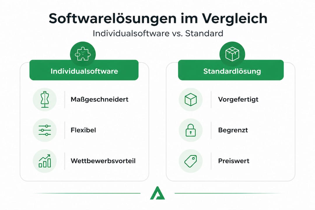 Infografik: Individualsoftware vs. Standardsoftware – ein Überblick