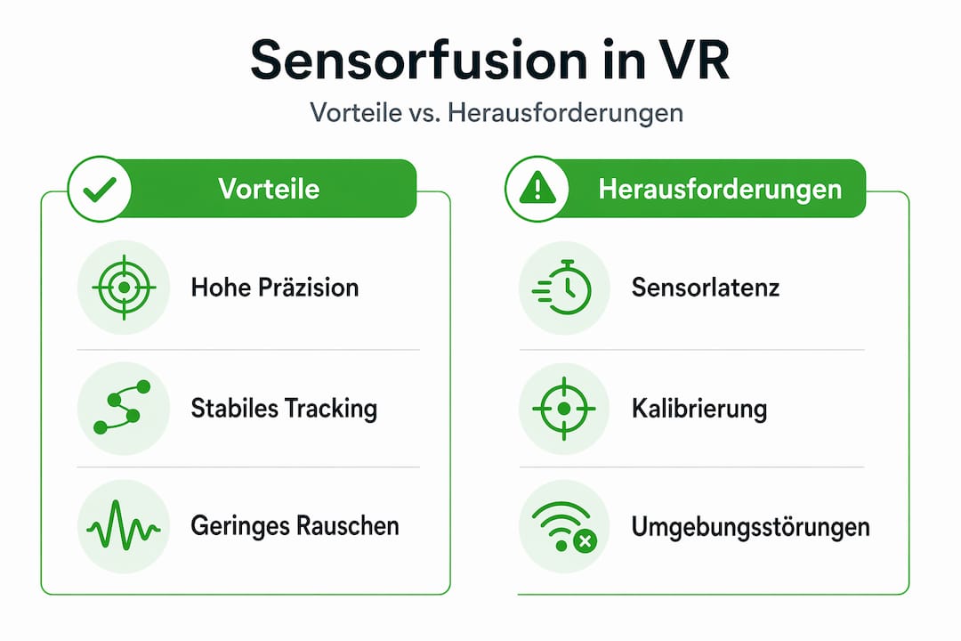 Übersichtsgrafik: Chancen und Herausforderungen der Sensorfusion im Bereich Virtual Reality