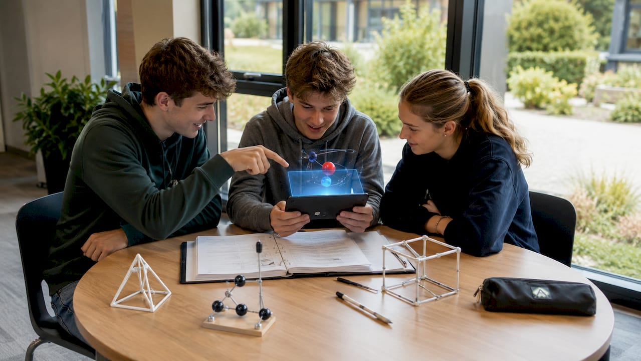 Schüler entdecken mit dem Tablet spannende AR-Experimente