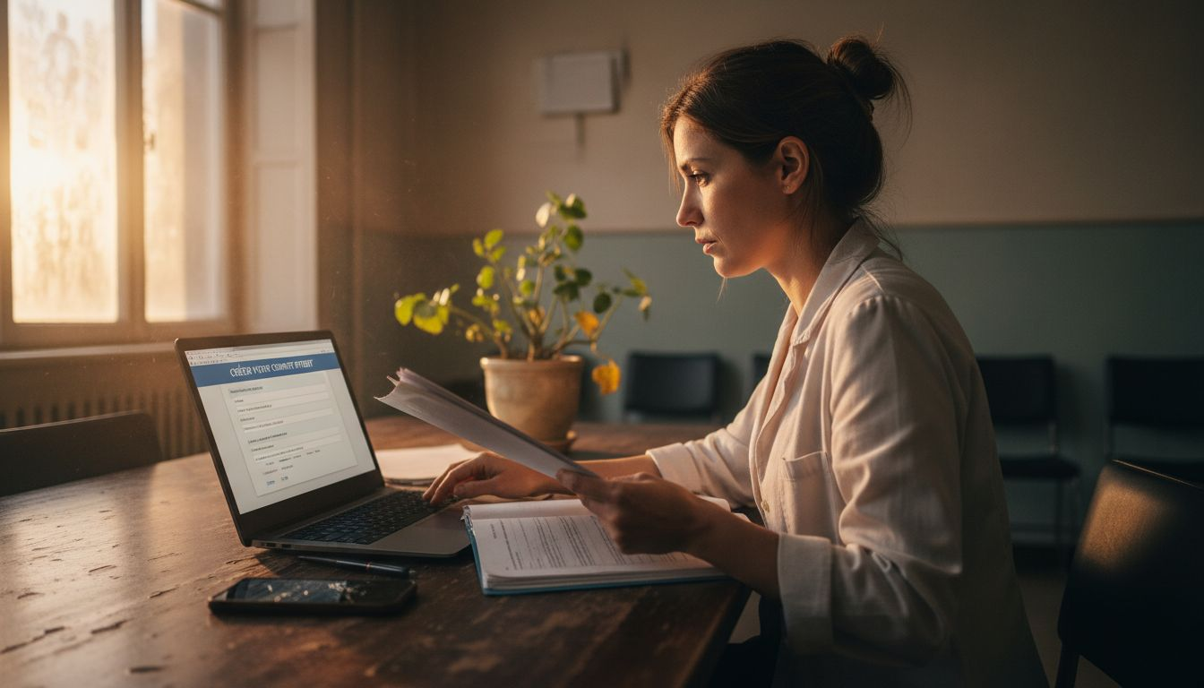 Médecin ou soignante en train de créer son espace personnel en ligne
