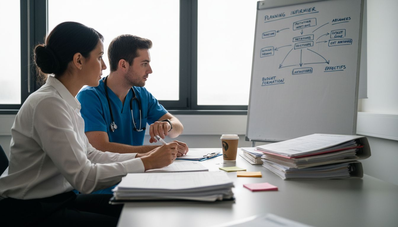 Des collaborateurs échangent autour de l’annonce d’un remplacement lors d’une réunion.