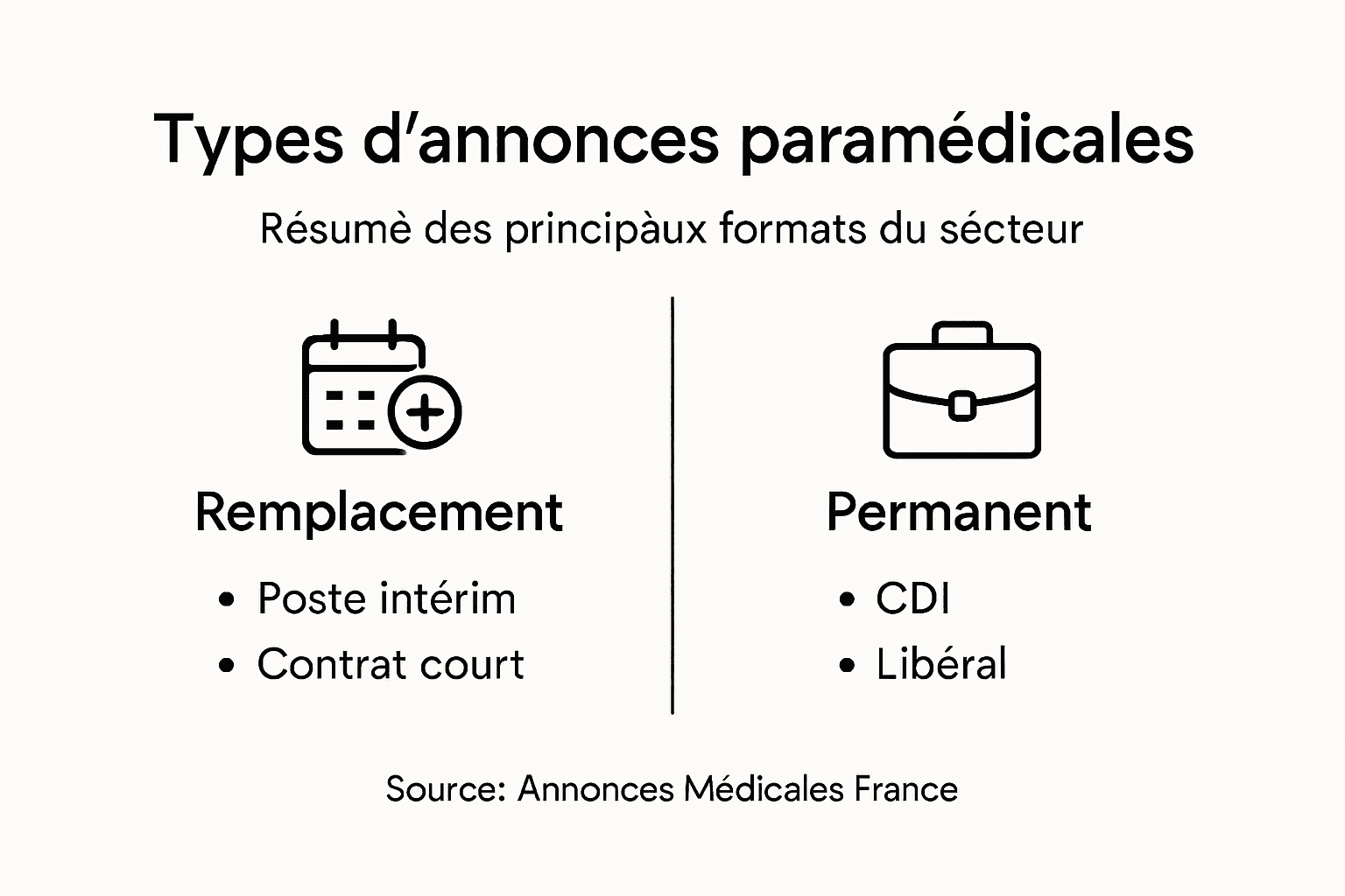 Présentation visuelle des différentes formes d’annonces dans le secteur paramédical