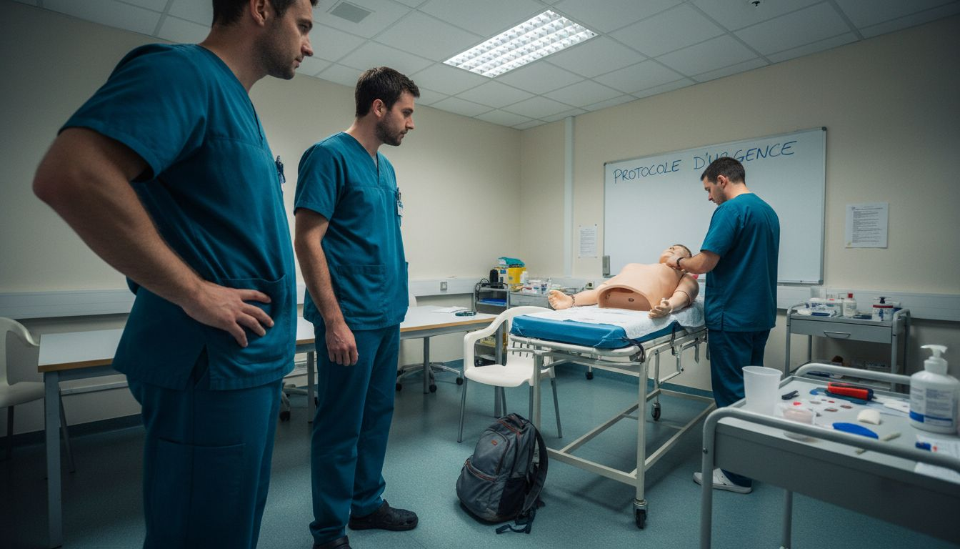 Des professionnels du secteur paramédical participent à une formation.