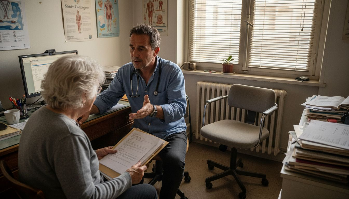 Un médecin reçoit son patient en consultation au cabinet pour assurer un suivi régulier.