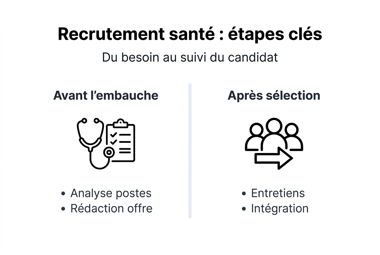 Infographie : les grandes étapes du recrutement dans le secteur de la santé