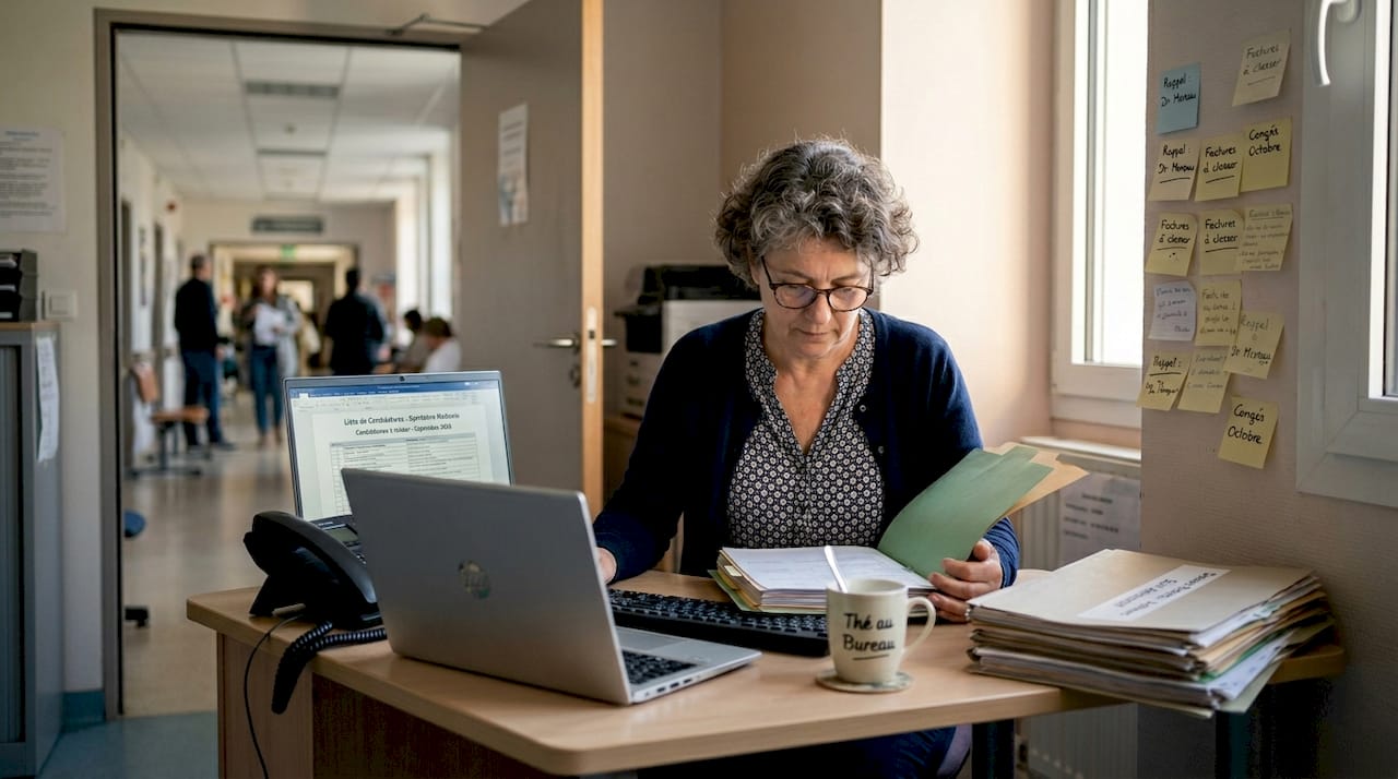 Secrétaire médicale assurant la gestion de nombreux dossiers patients au sein du cabinet.