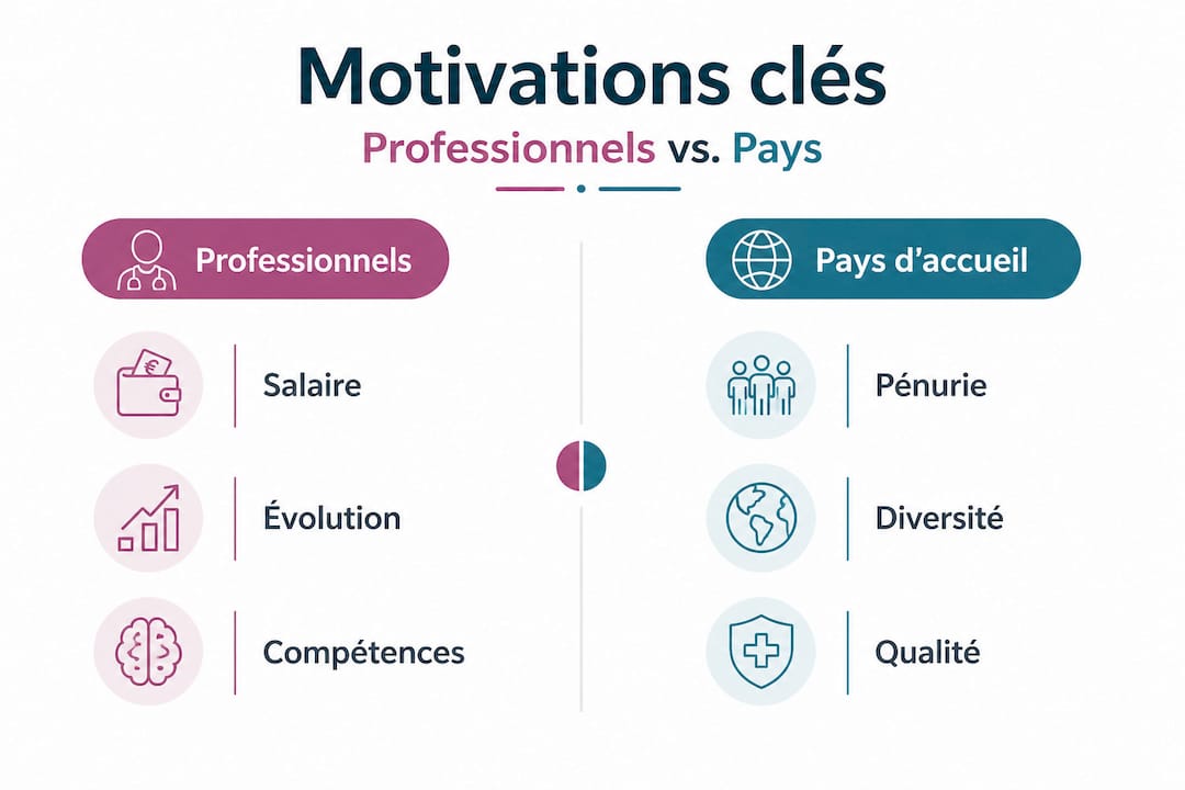 Infographie mettant en lumière les motivations professionnelles et nationales