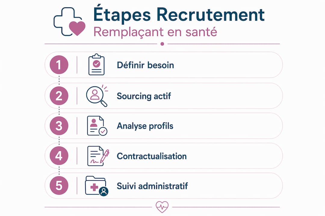 Schéma du parcours de recrutement d’un remplaçant dans le secteur de la santé