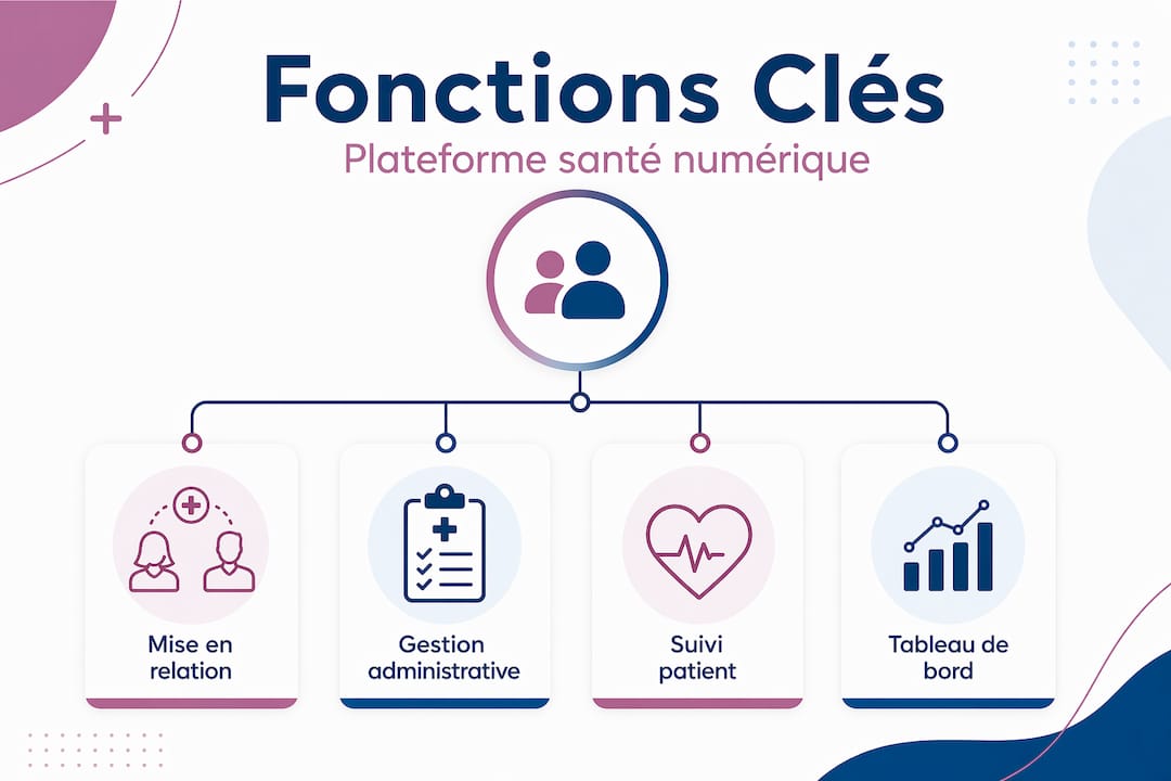 Schéma des principales fonctionnalités d’une plateforme santé