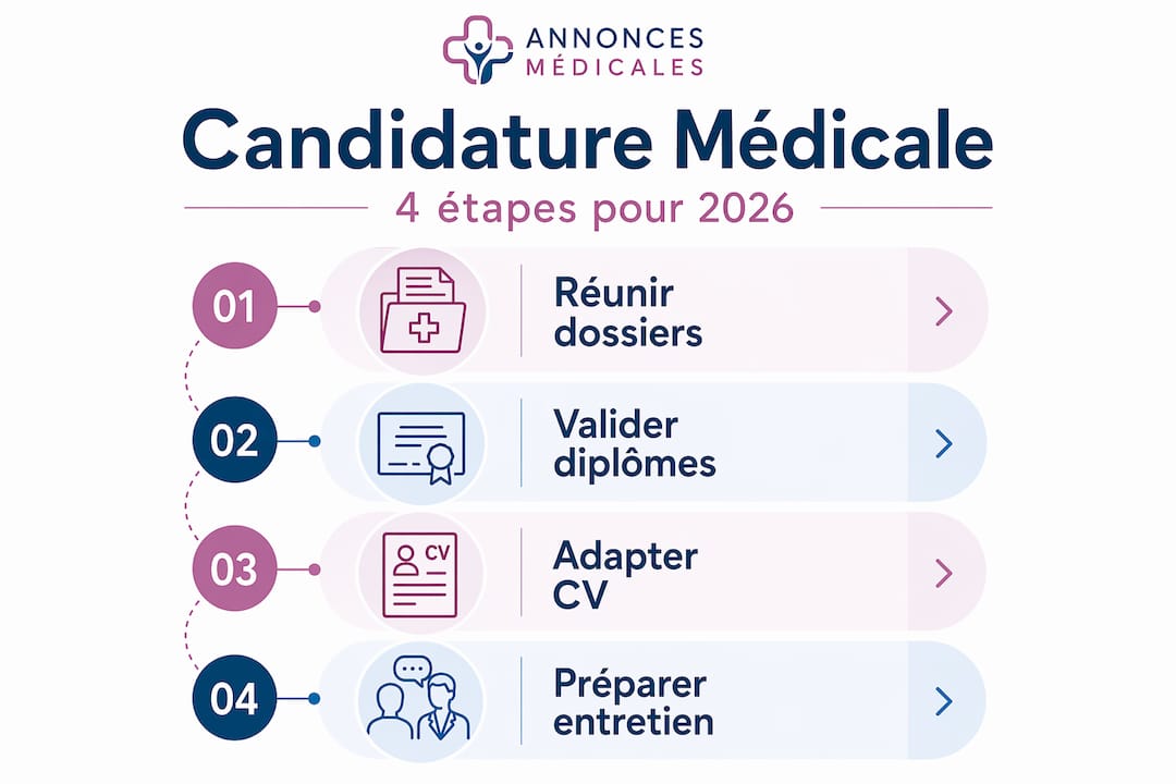 Infographie : les 4 étapes clés pour réussir votre candidature en médecine