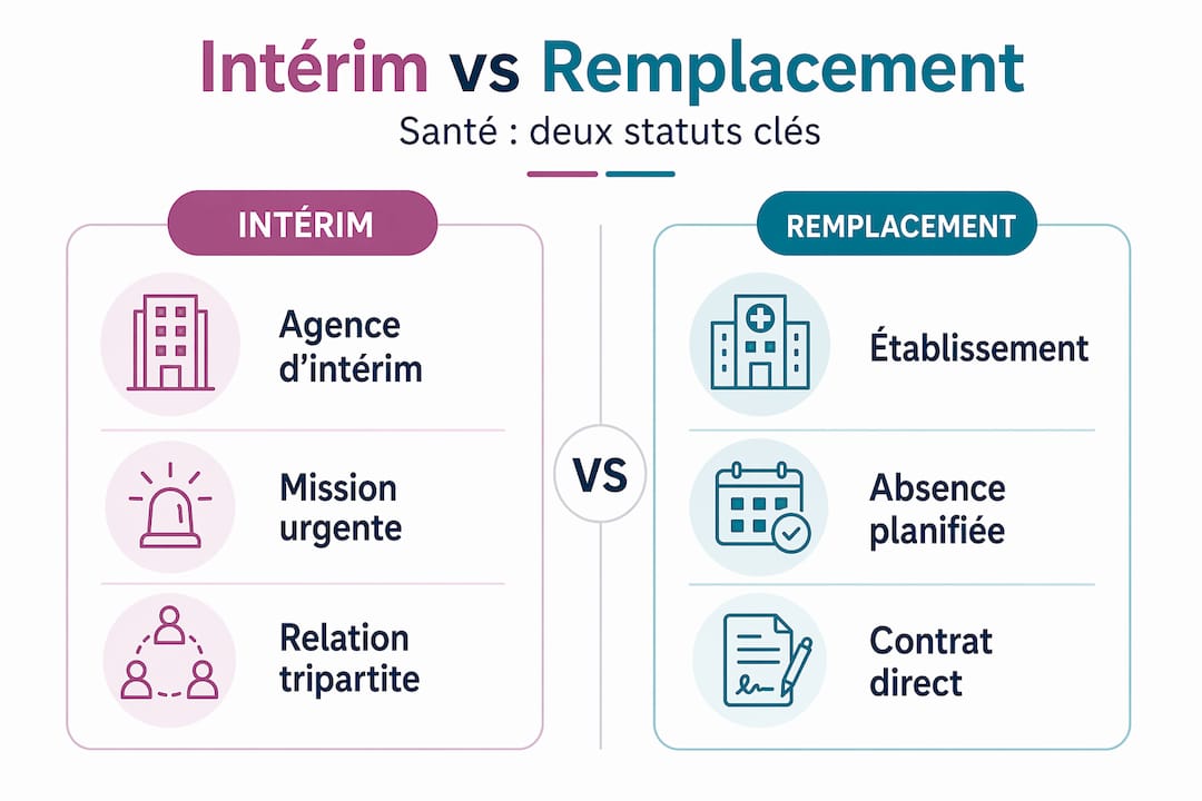 Infographie : les différences entre intérim et remplacement dans le secteur de la santé